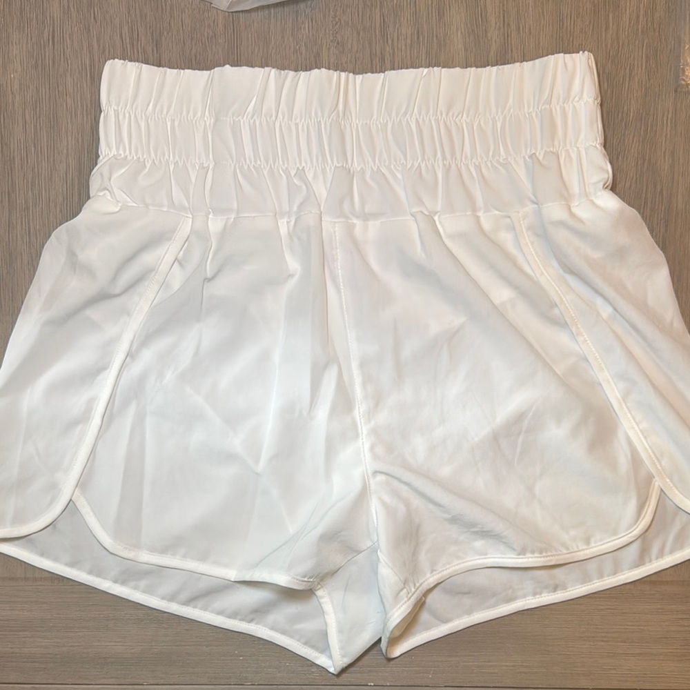 2 PAIRS Pink Lily White & Pink Athletic Shorts with Elastic Waistband